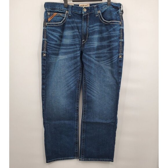 Ariat Low Rise Stretch Adkins Relax Boot Cut Jeans Men Size 36 X 30 NWT Turnout - Picture 1 of 16